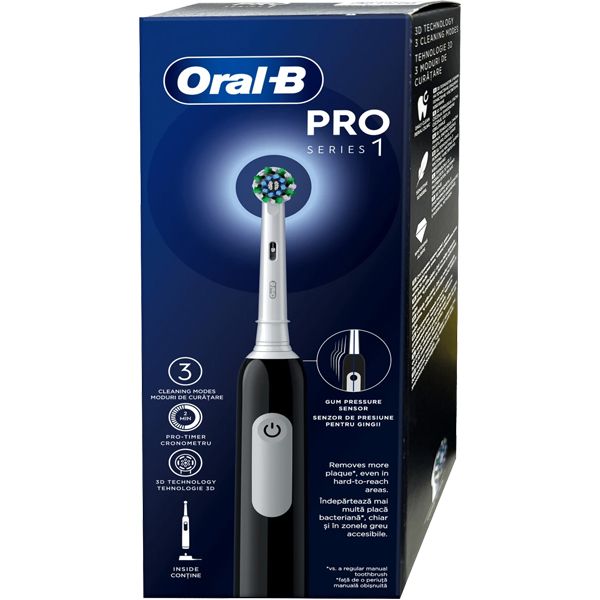 Oral-B Pro series 1 Black Roterende-oscillerende tandenborstel Zwart