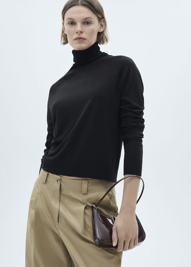 MANGO Fine-knit turtleneck sweater Black