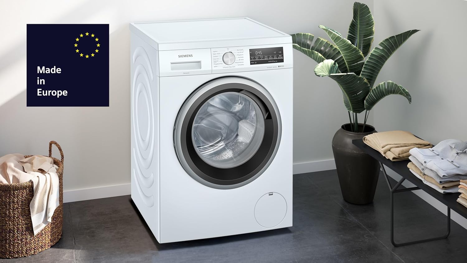 Siemens WU14UT70, Stiftung Warentest Testsieger*, Waschmaschine iQ500, Frontlader mit 8kg Fassungsvermögen, 1400 UpM, unterbaufähig, speedPack L, Outdoor-Programm, simpleTouch LED-Display