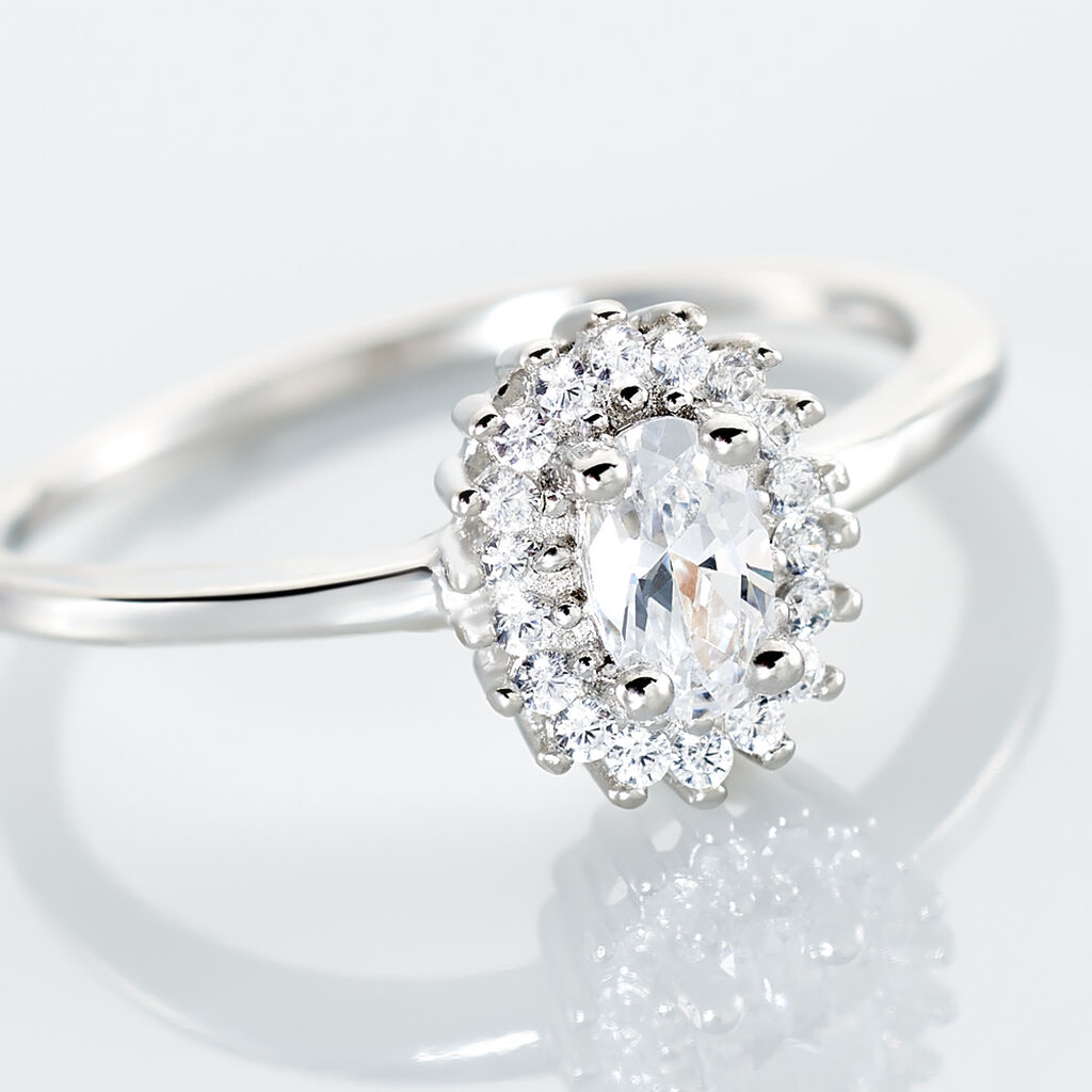 Bague Solitaire Shandrany Argent Blanc Oxyde De Zirconium