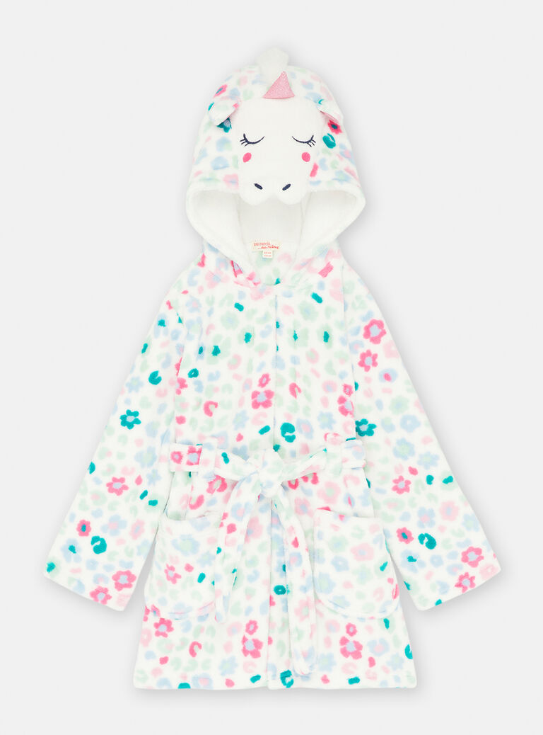 Robe de chambre écrue à imprimé fleuri fille