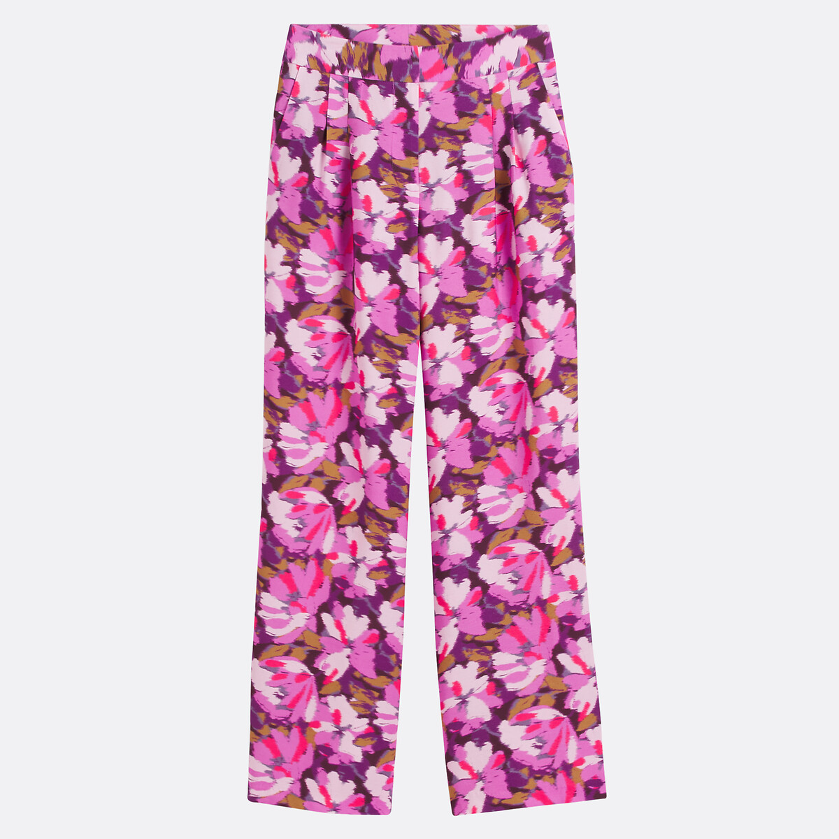 COLEÇÃO LA REDOUTE<br>Calças largas e lisas com estampa floral