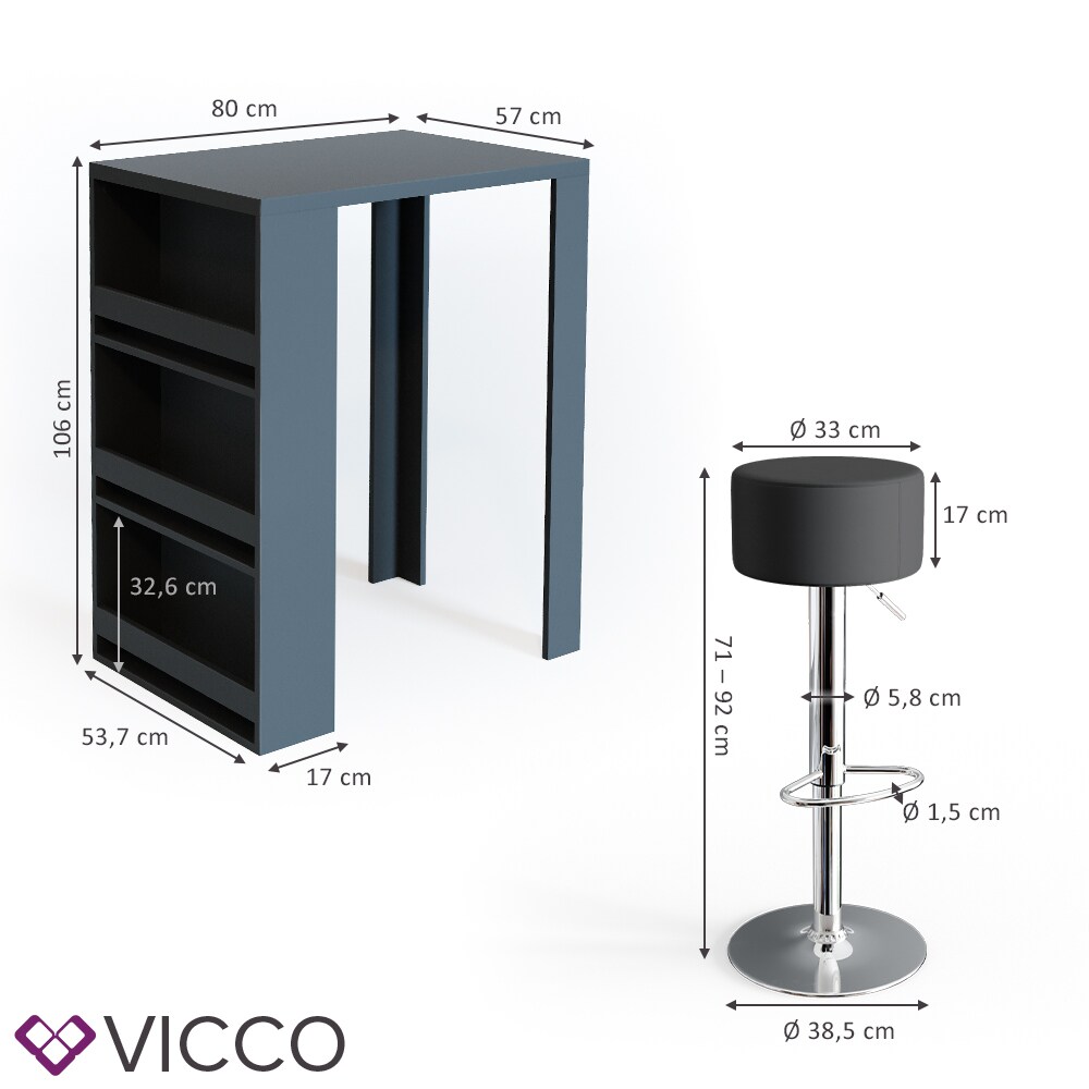 VICCO Bartisch Bar Tresen drei Farben Bartresen Stehtisch Tisch Tisch Bistrotisch inkl. Barhocker