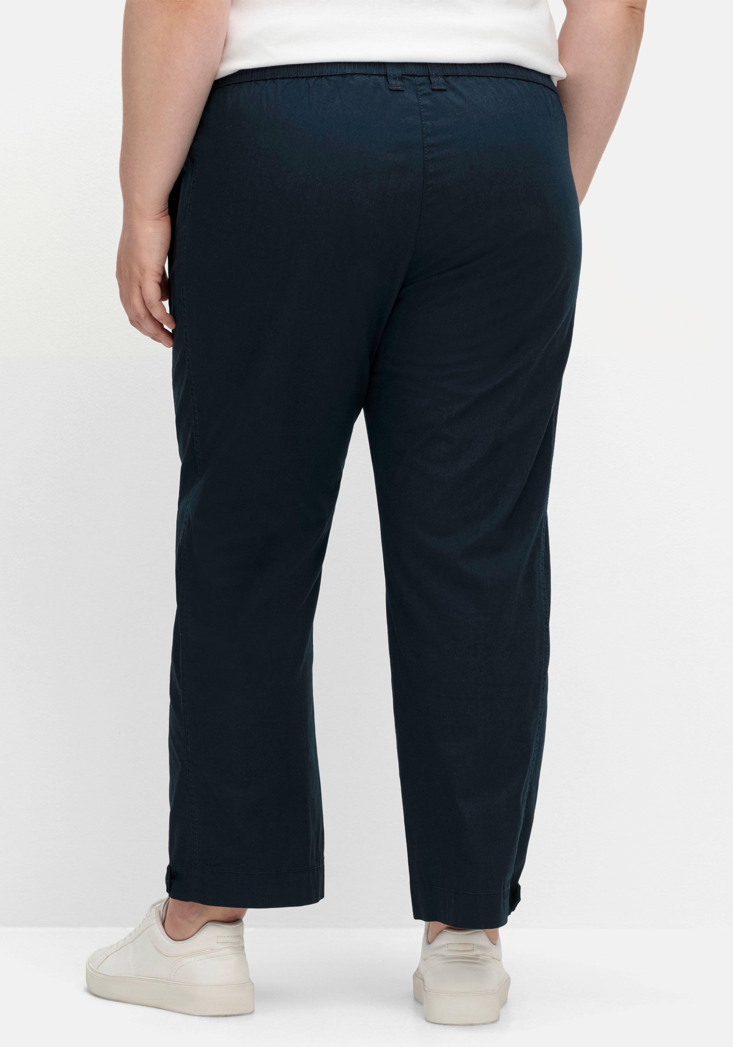 Gerade Popeline-Hose mit Gummibund und Saumriegel