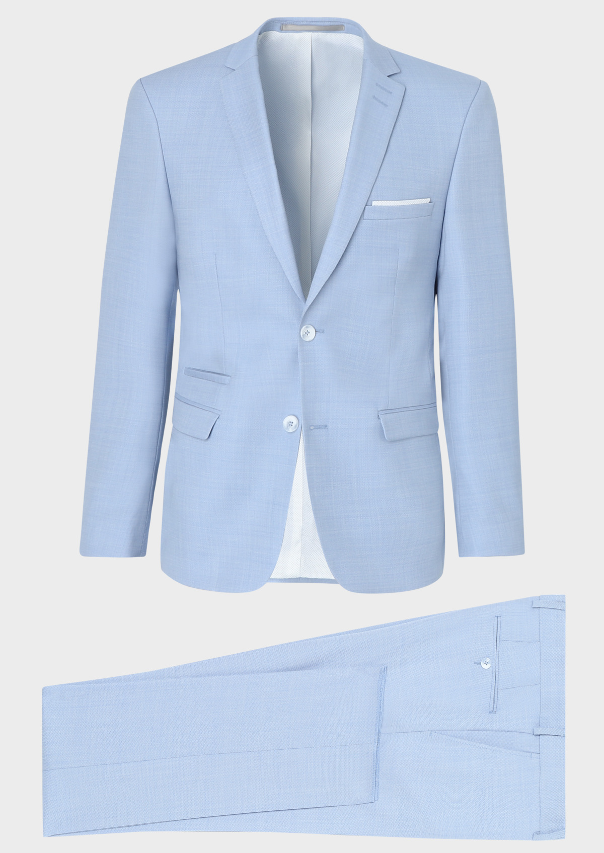 Costume 2 pièces Slim en laine unie bleu ciel