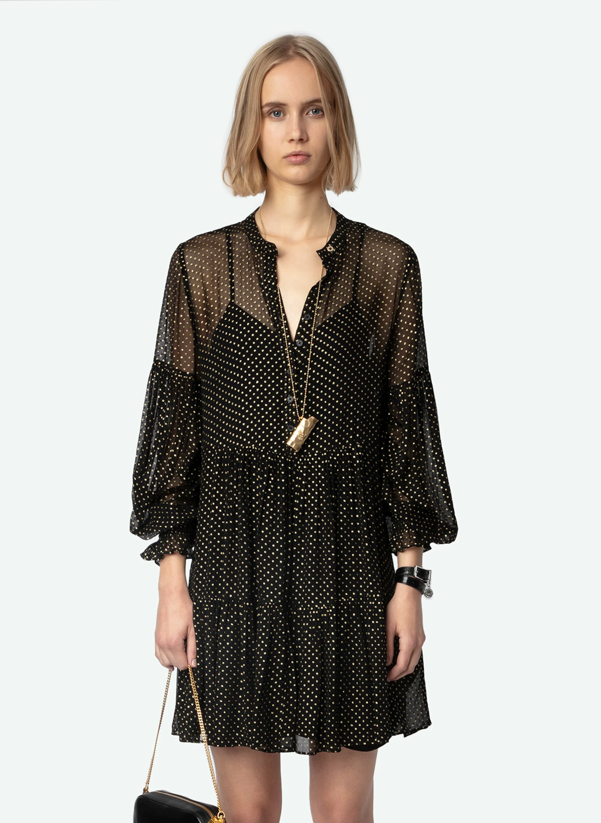 RANDY - Robe courte transparente| Noir