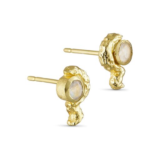 Pure By Nat Natursten Øreringe, Goldplated