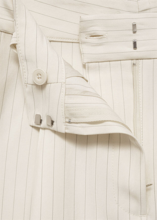MANGO Straight striped bermuda shorts Light beige