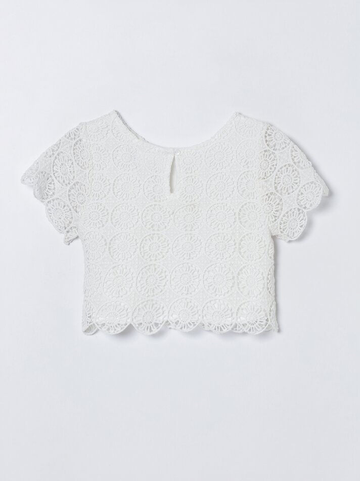Blusa de crochê - Branco-creme