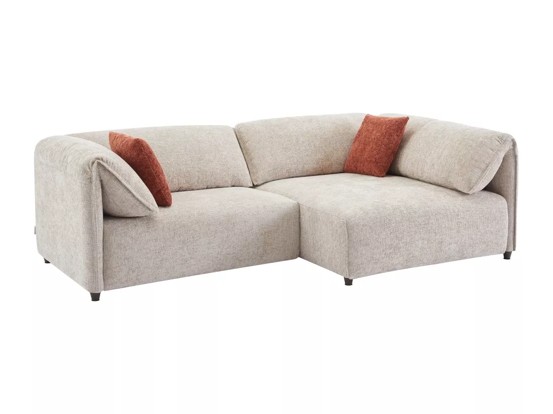 Canapé angle droit en tissu texturé beige LOUSOPA de Maison Céphy