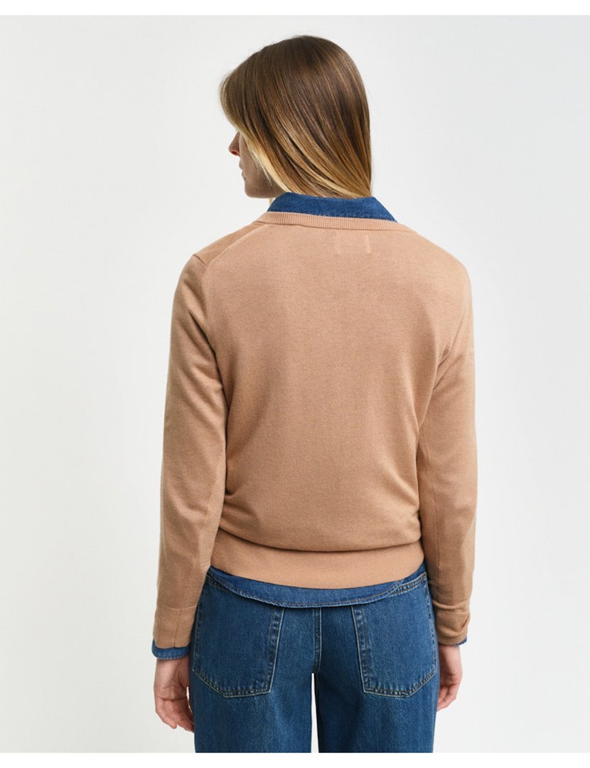 Brown V-Neck Knit Sweater