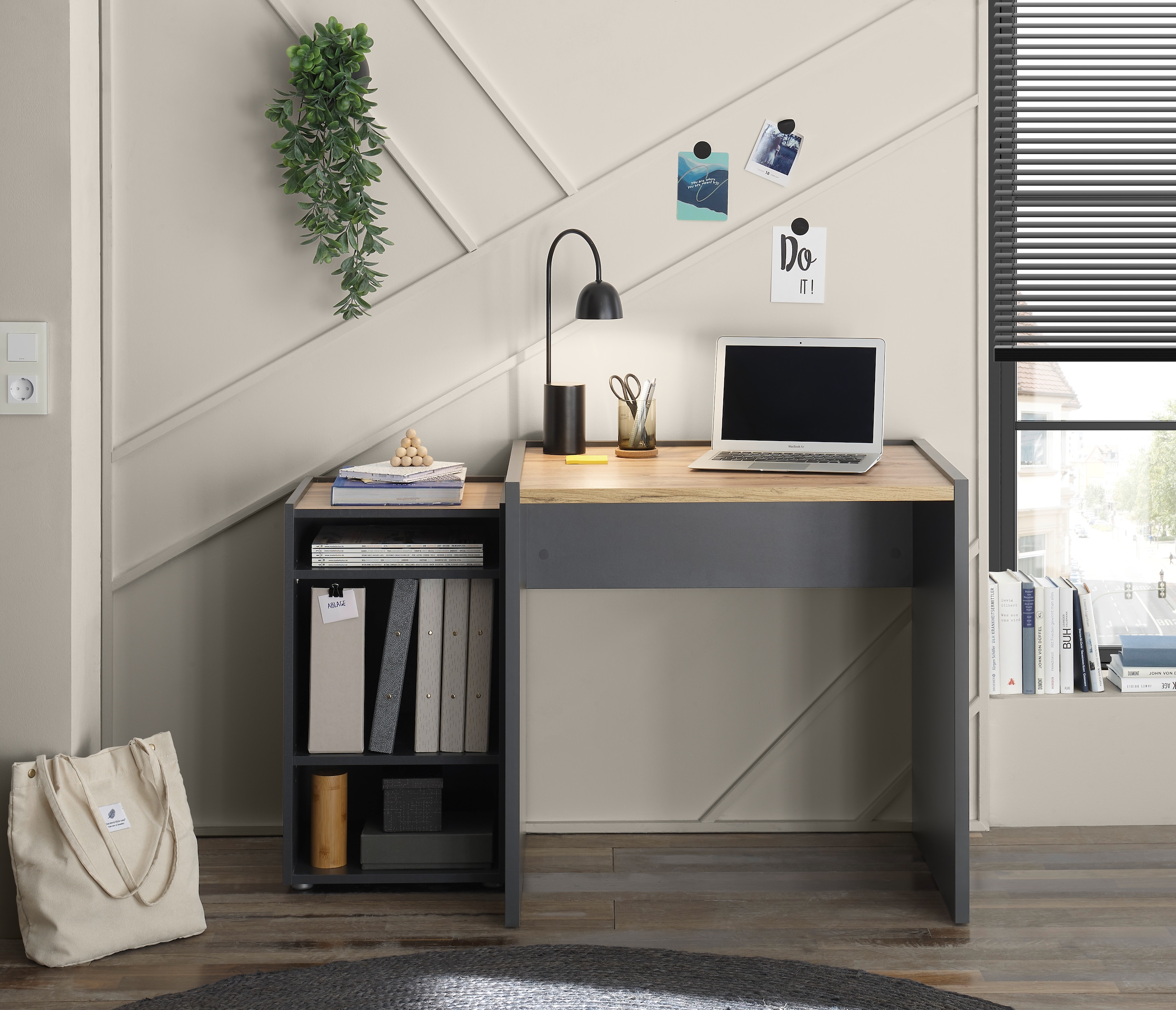 Home affaire Schreibtisch »CiTY/GiRON« moderner Computertisch, wohnliches Home Office, Breite 80 oder 143 cm