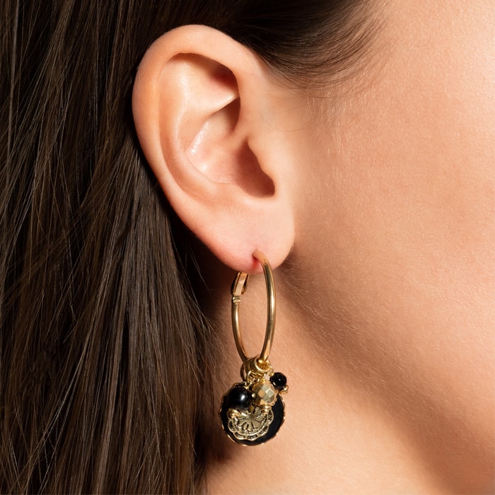 Boucles d'oreilles Amazones - Métal doré & charms
