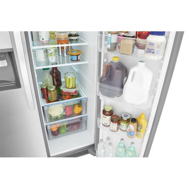 Refrigerador Frigidaire Side-by-Side de 25,6 pés cúbicos com máquina de gelo (aço inoxidável resistente a impressões digitais) ENERGY STAR