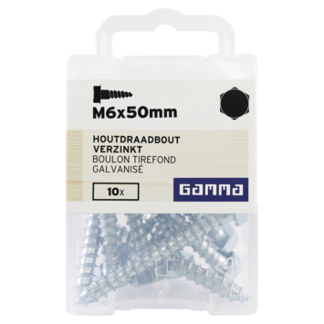 GAMMA houtdraadbout M6 x 50 mm verzinkt 10 stuks