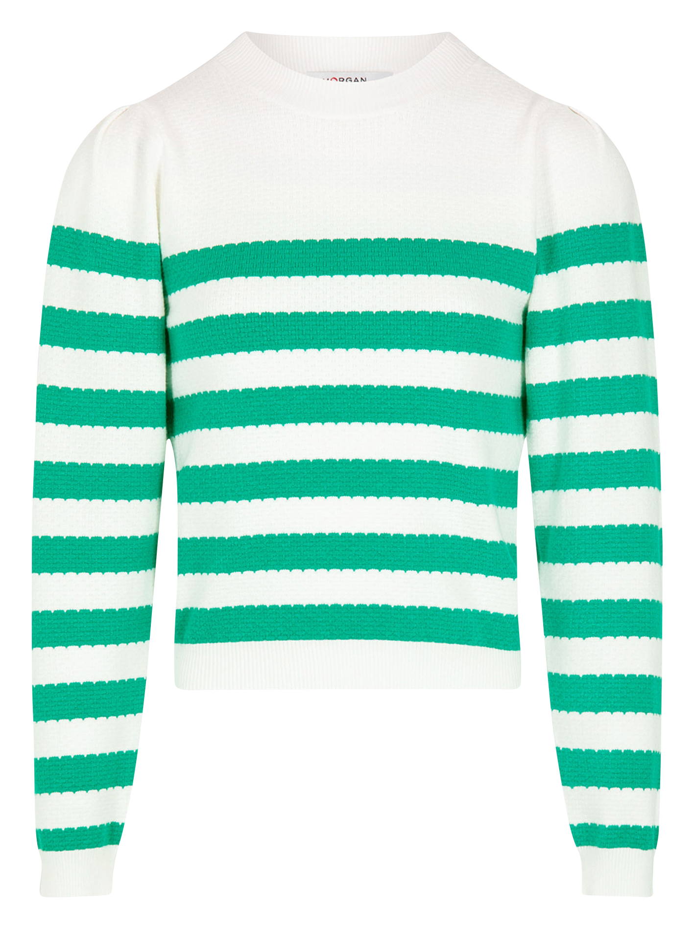 MJELY - Pull col montant droit à rayures | Vert