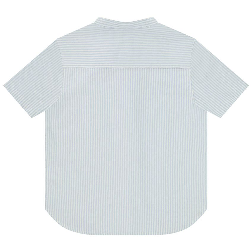 Chemise manches courtes rayée à col mao pour garçon - Ecru