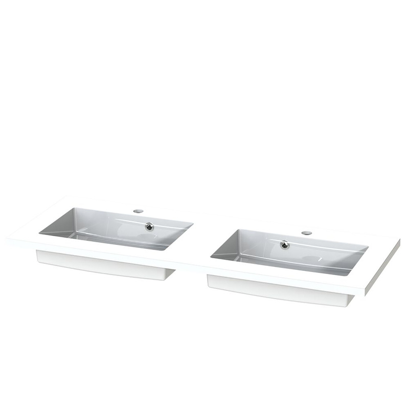 Tiger Maryport Meubelset 120 cm met 4 lades Mat wit inclusief Quadro wastafel Hoogglans wit