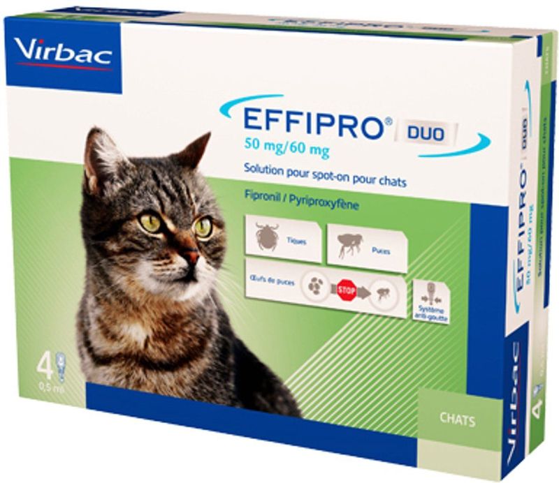 Effipro DUO Spot On Grote Kat (6 t/ 12 kg) 4 pipetten