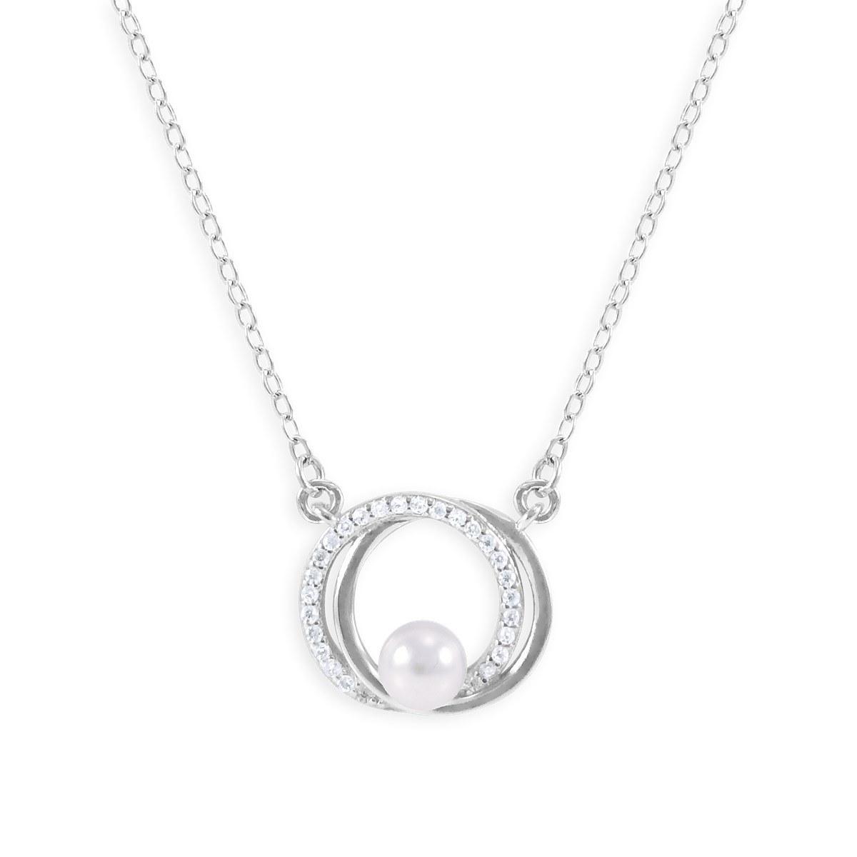 Collier en argent 925 rhodié avec oxydes de zirconium