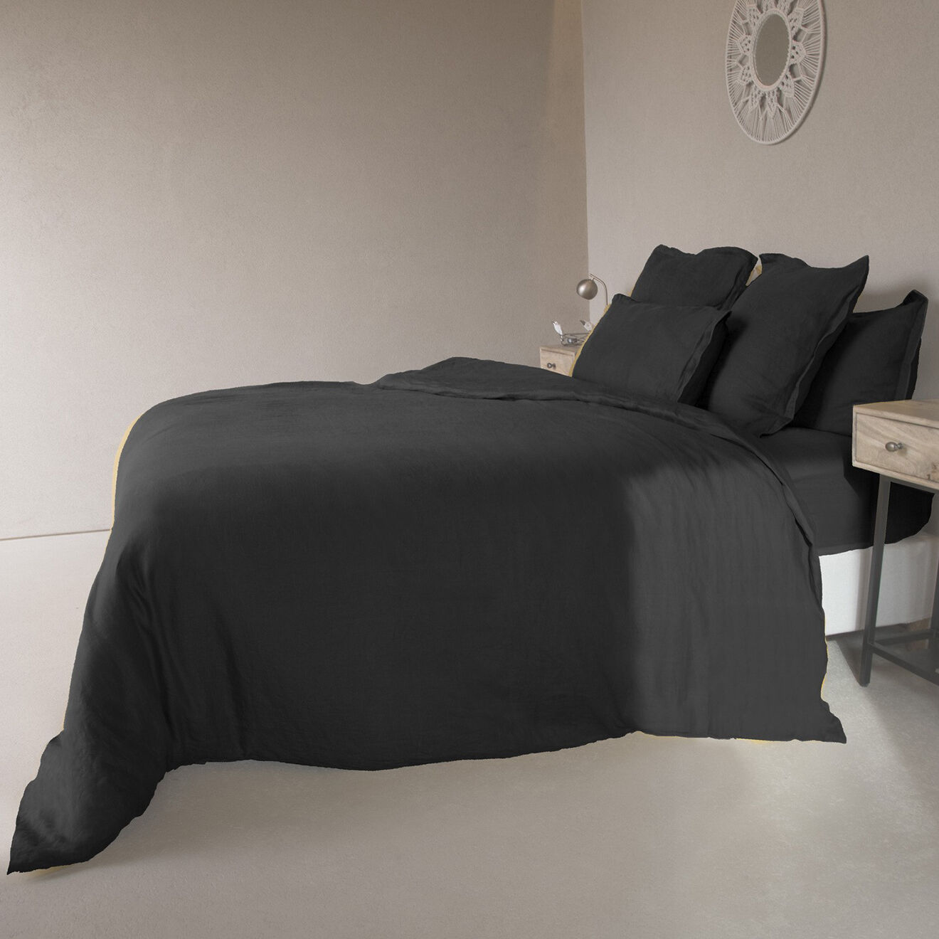 Febronie Housse de couette lin lavé Hortense gris ardoise
