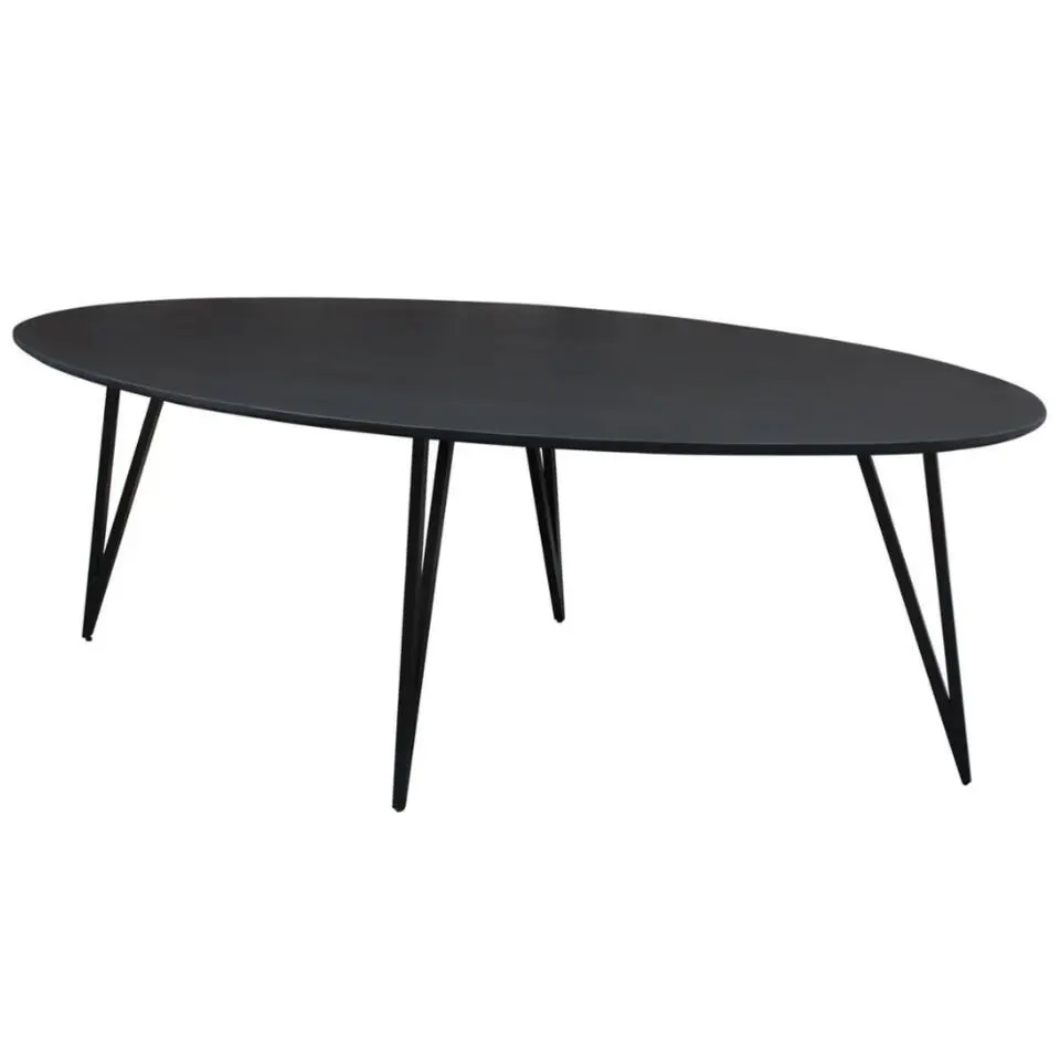 Zwart ovale eettafel Cesar 210x100 cm - Mangohout - Zwart