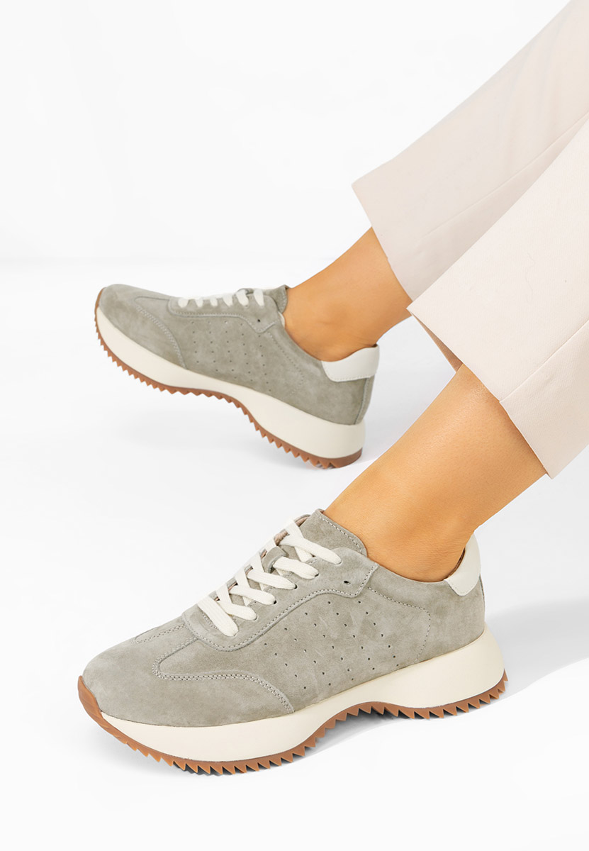Baskets pour femme en cuir gris Yasminia
