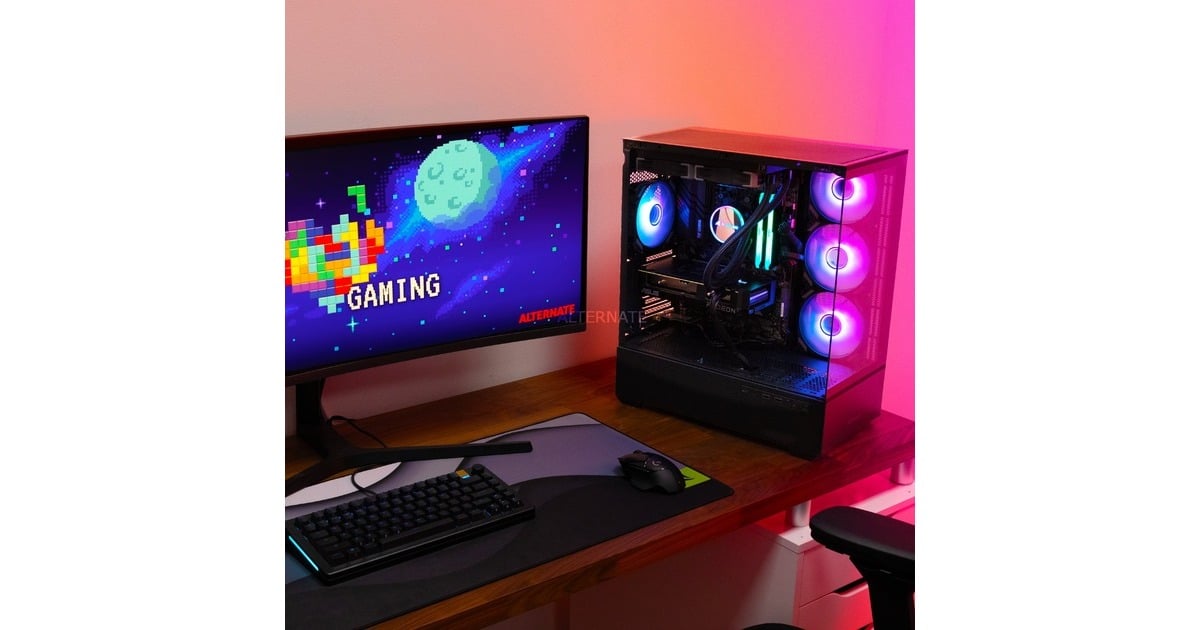ALTERNATEThunderstorm Starter Ryzen 7 – RX 7600 XT gaming pc  (Zwart | R7 5700X3D | RX 7600 XT | 32 GB | 1 TB SSD)
