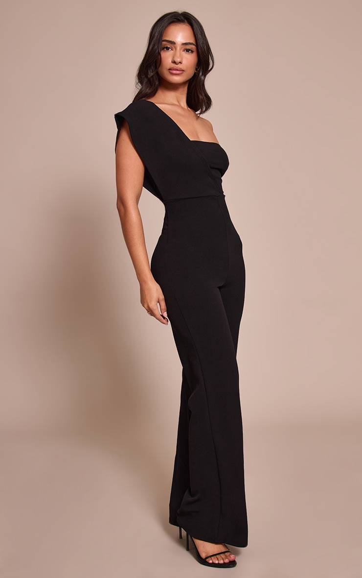 Noir Combinaison Drapée Asymétrique Petite