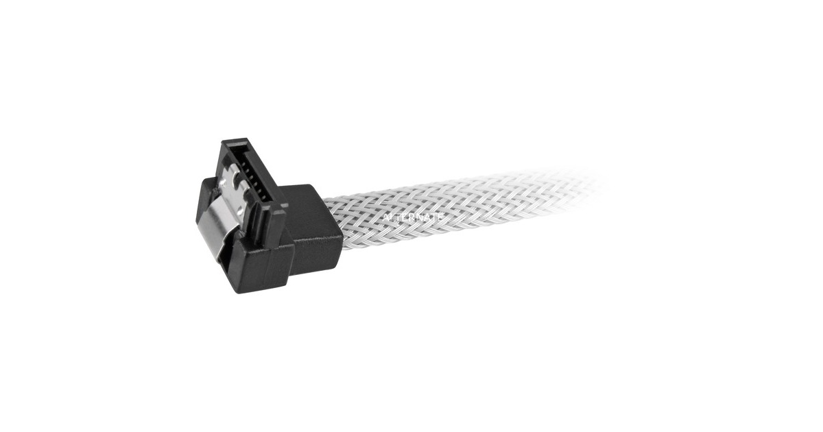 SharkoonSata III 90° sleeve kabel  (Wit, 0,6 meter)
