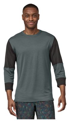 Maillot Manches 3/4 Patagonia Merino Bike Vert