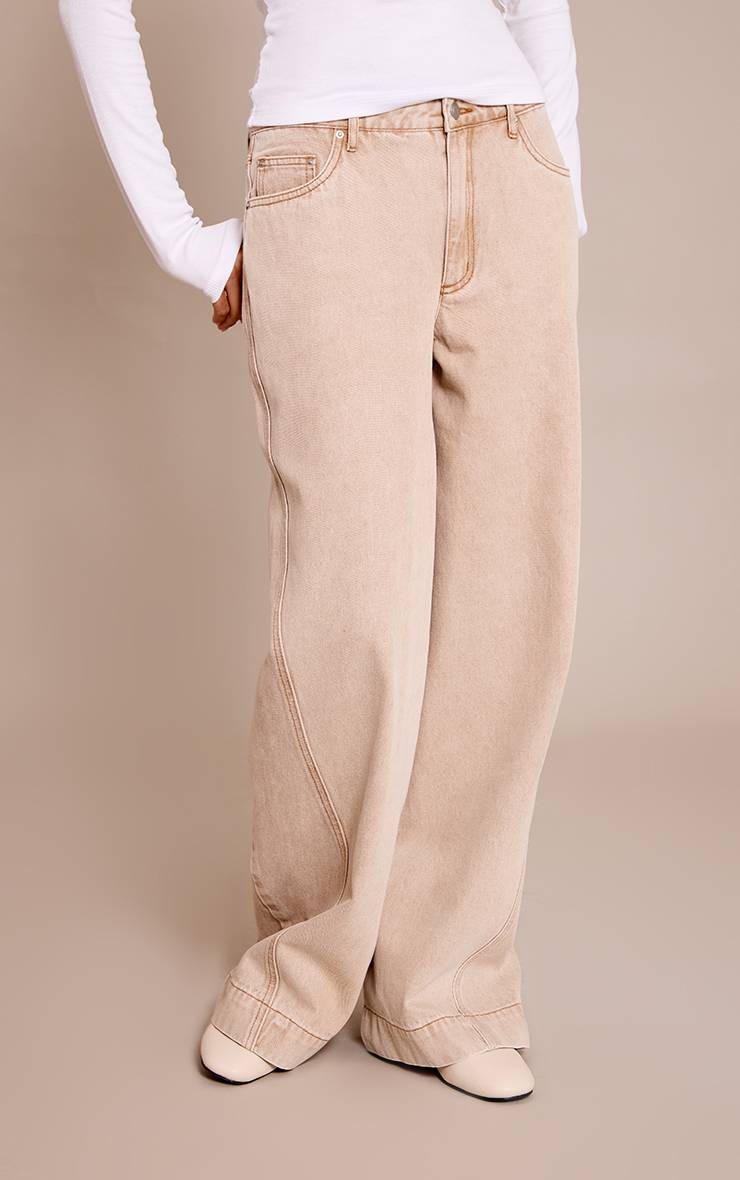 Gris Pierre Jean Large Bleu Moyen Décontracté Taille Mi-haute Avec Détails De Coutures