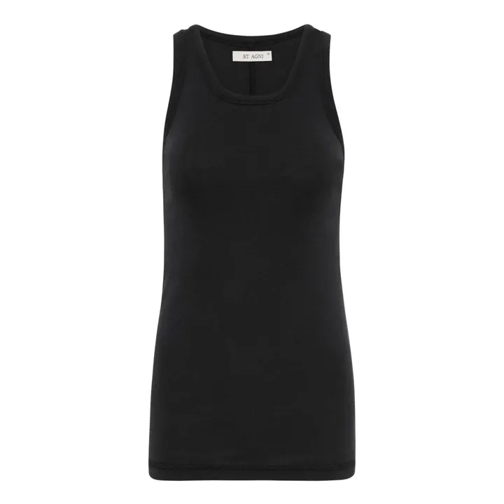 St Agni Débardeur Singlet Coton Bio | Noir