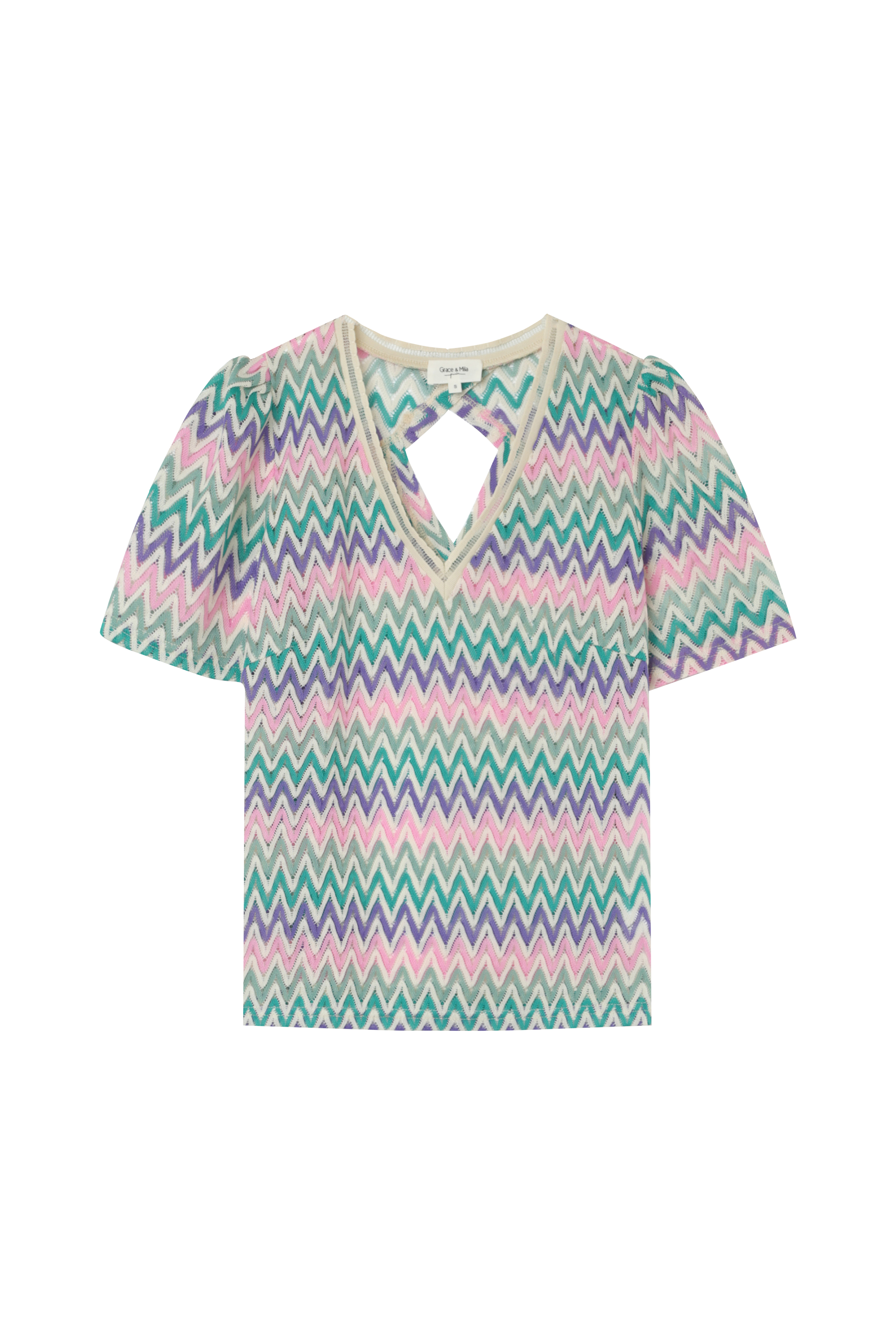 GRACE ET MILA Top col V transparent FRANCE Beige