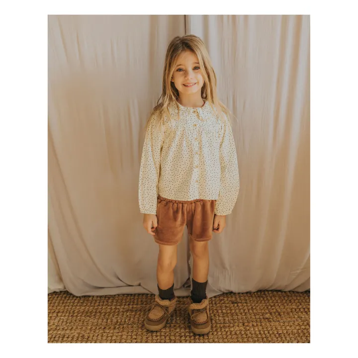 Búho Blouse Gaze de Coton Bio Boutonnée à Pois | Ecru