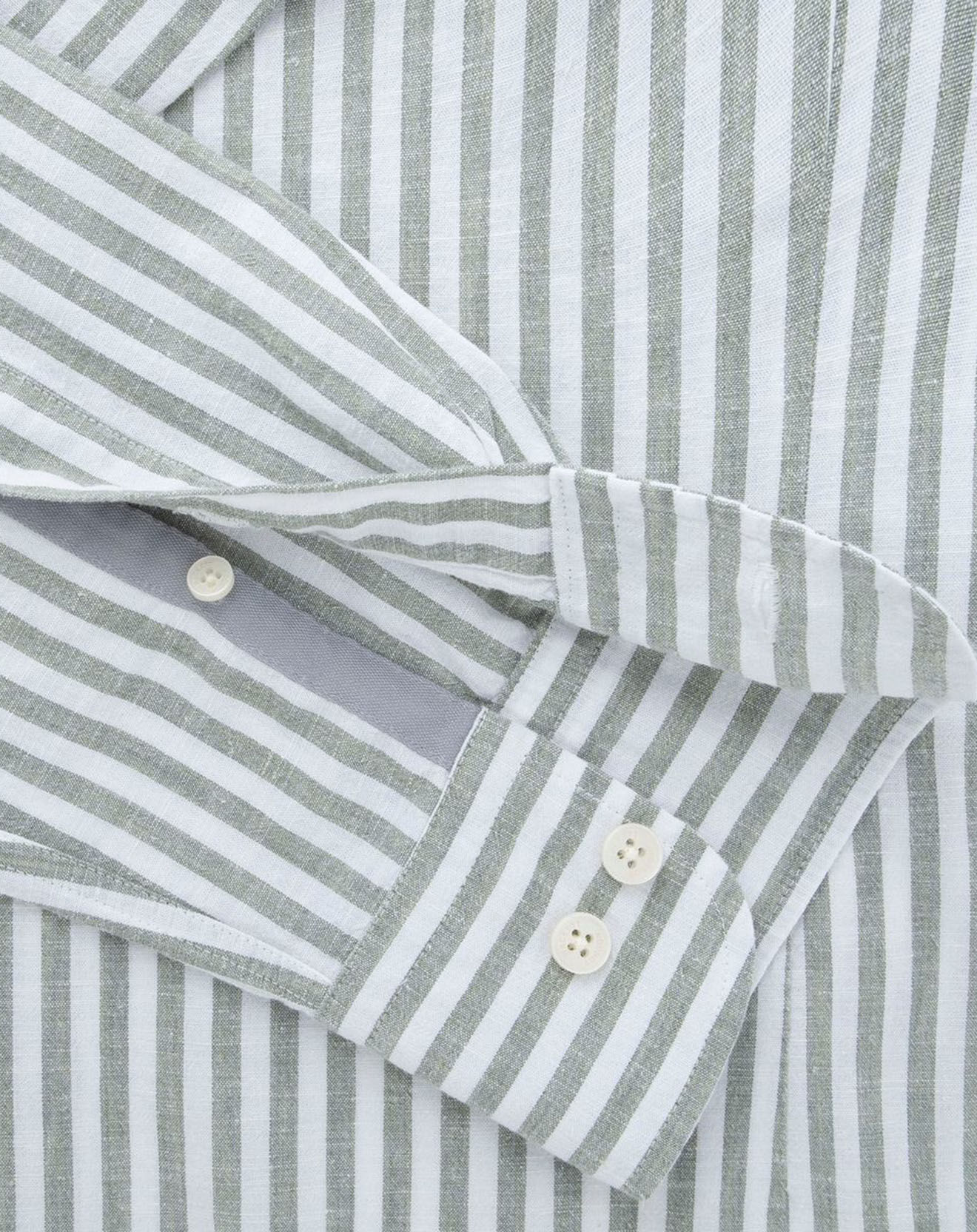 Hackett London Chemise en Coton & Lin Slim Fit à rayures kaki/blanc