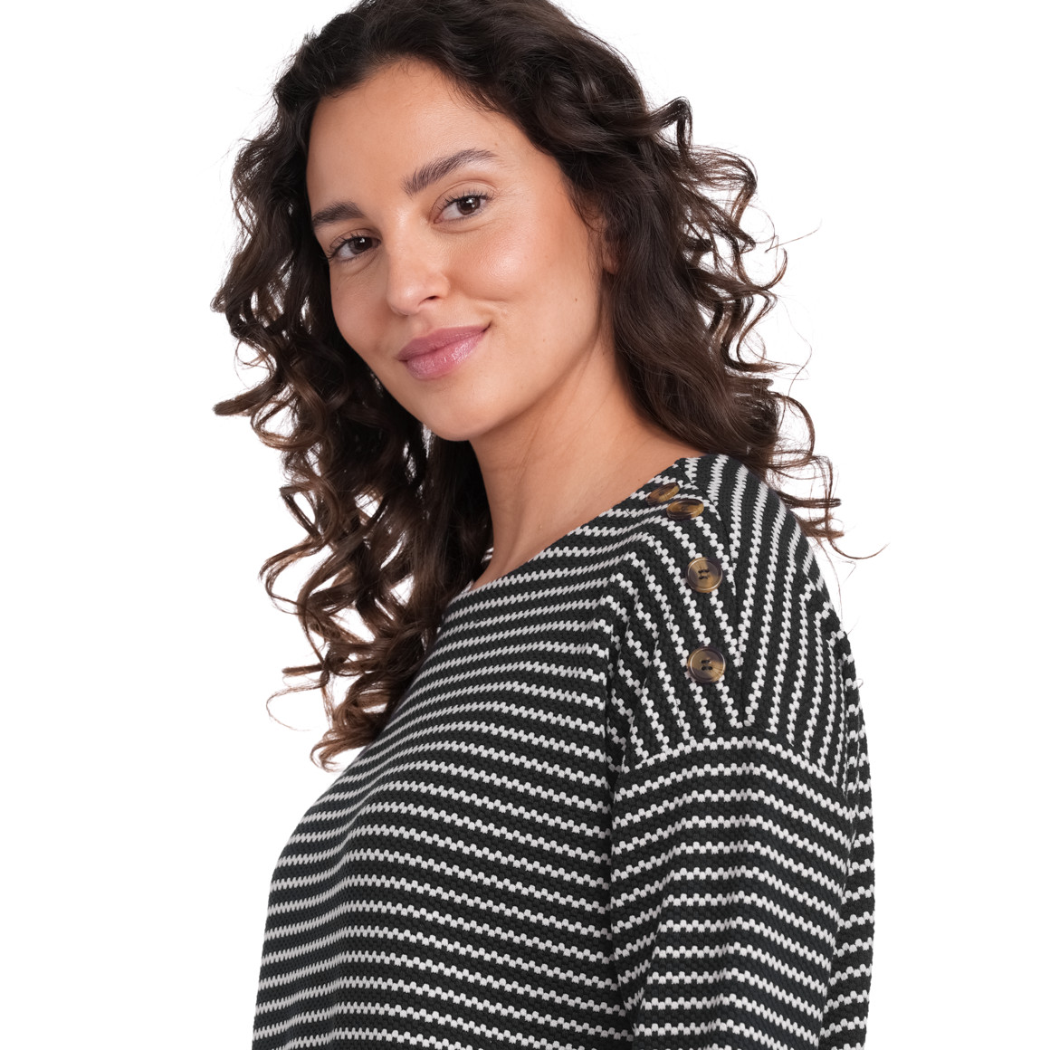 Gina Benotti Damen Sweatshirt im Streifen-Look schwarz / weiss