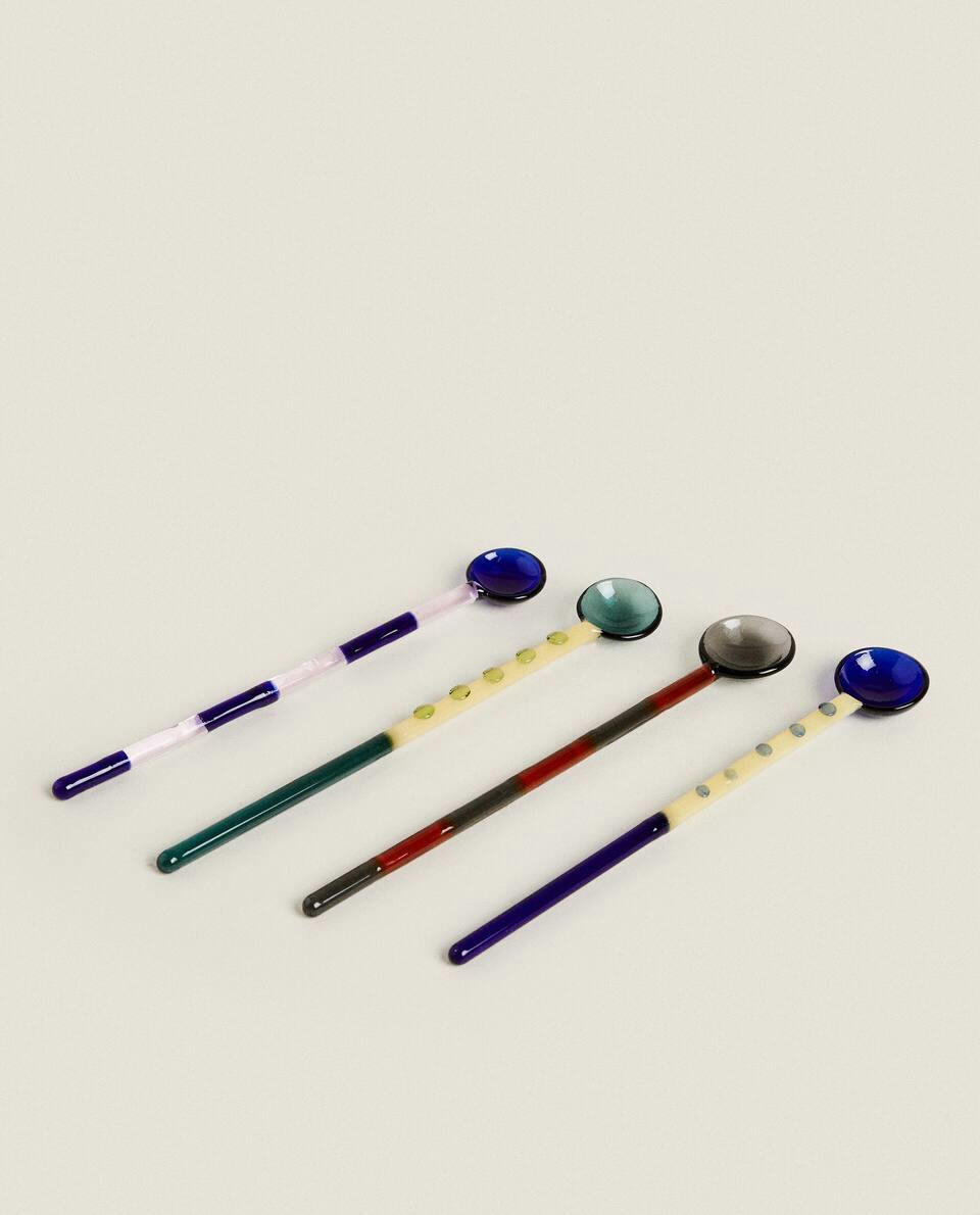 Conjunto de colheres de sobremesa de vidro borossilicato (pacote com 4)