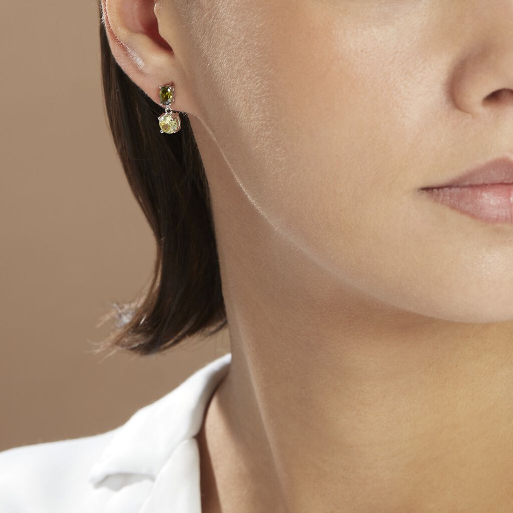 Boucles D'oreilles Pendantes Argent Blanc Brenna Oxydes De Zirconium