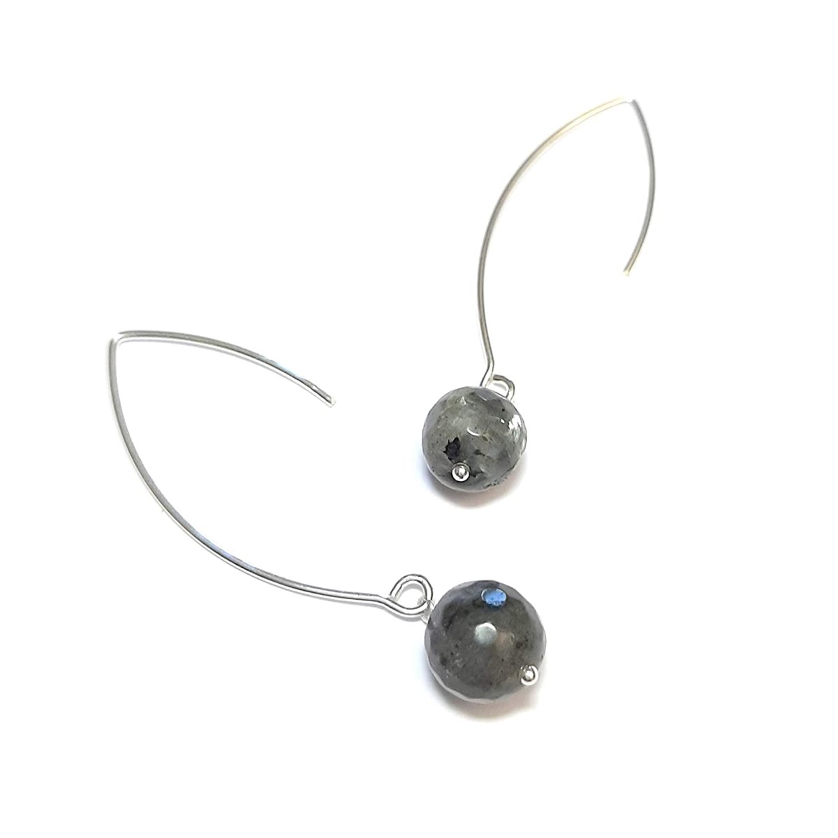 Boucles D'Oreilles Labradorite Noire Argent 925