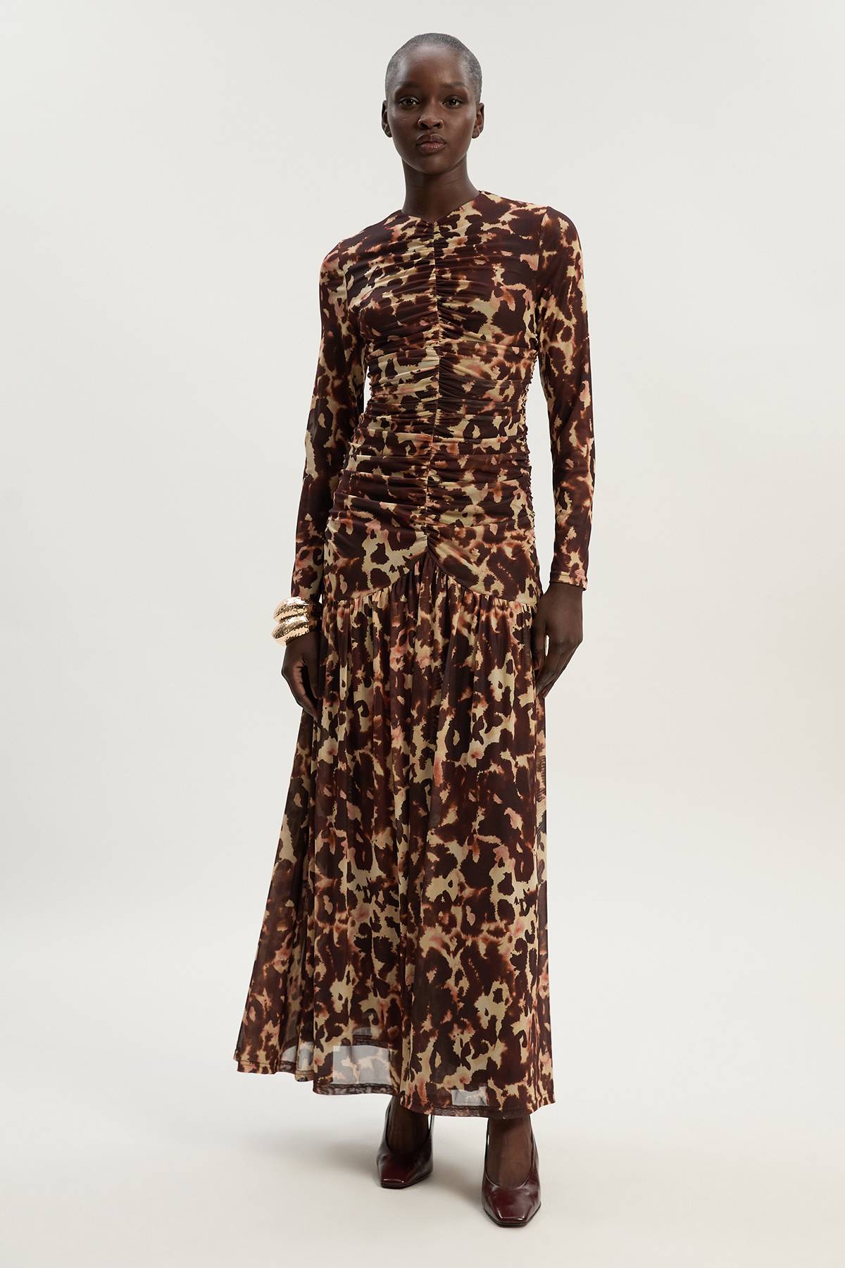 KarenMillen Robe Longue en Maille à Imprimé Léopard