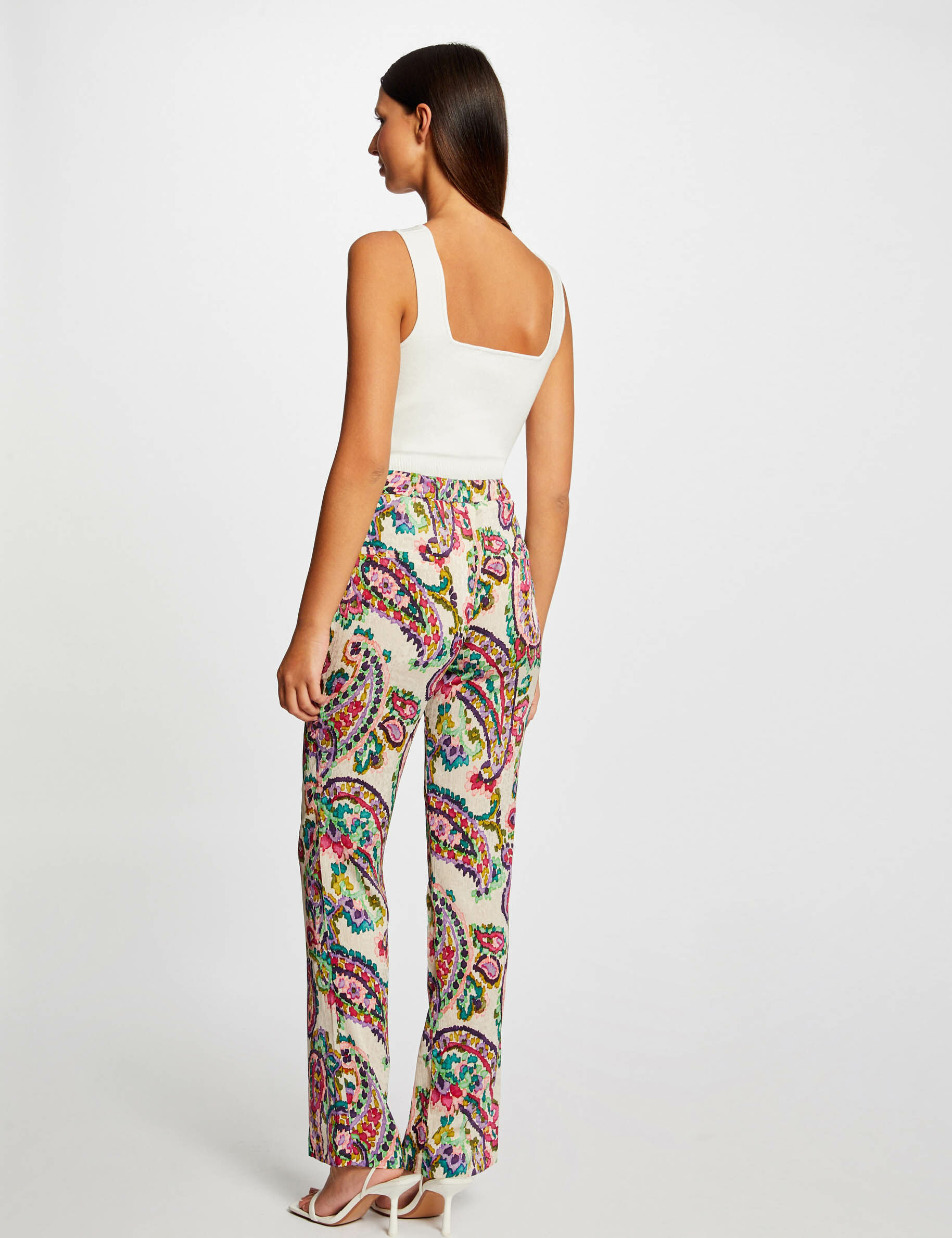 Pantalon droit fluide imprimé cachemire multico femme - multico