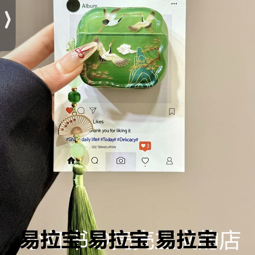 XIXI STUDIO - Crane AirPods / Pro oortelefoonhoesje met kwastje