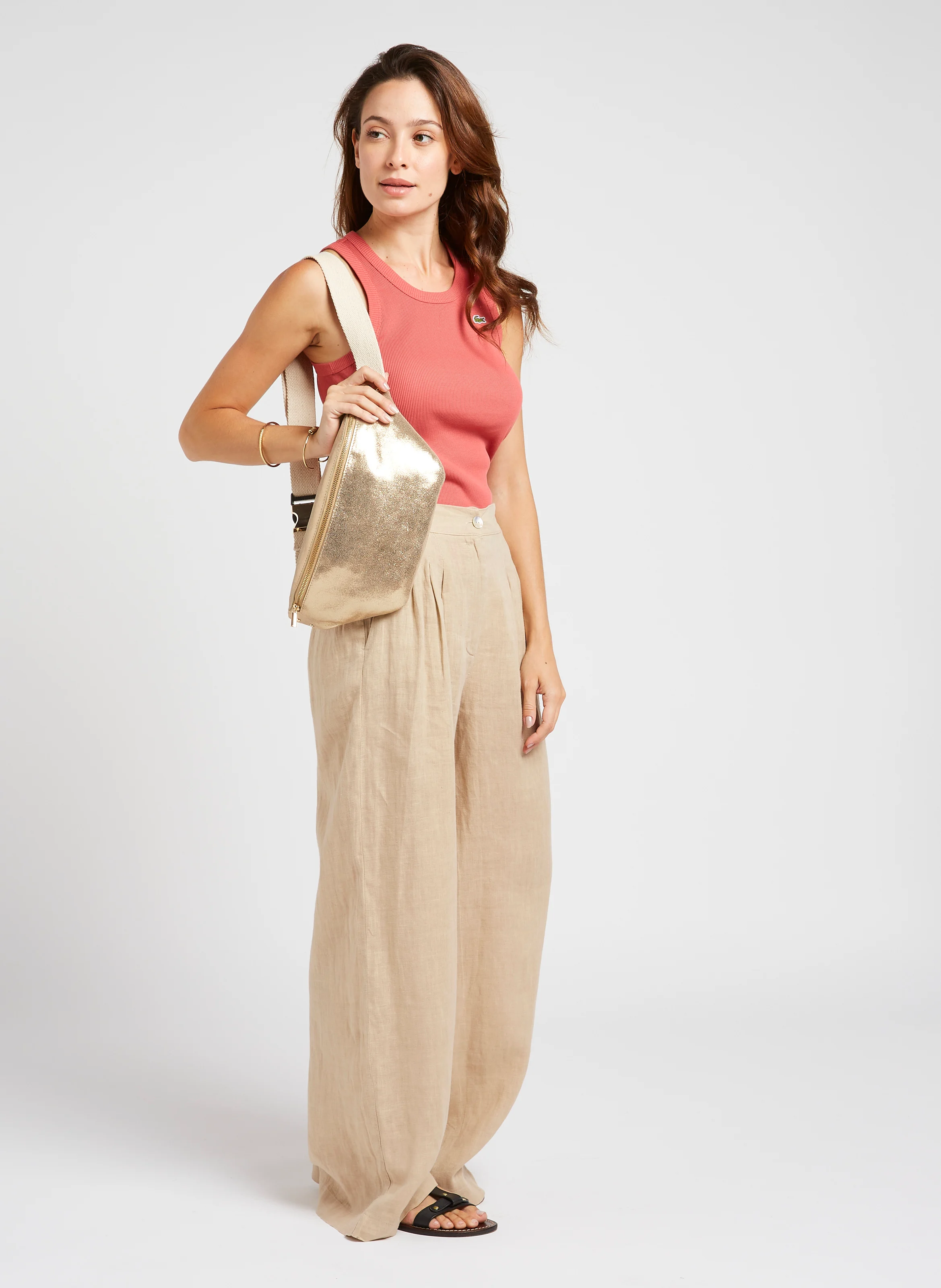 OLIVIA - Sac banane en cuir métallisé | Doré