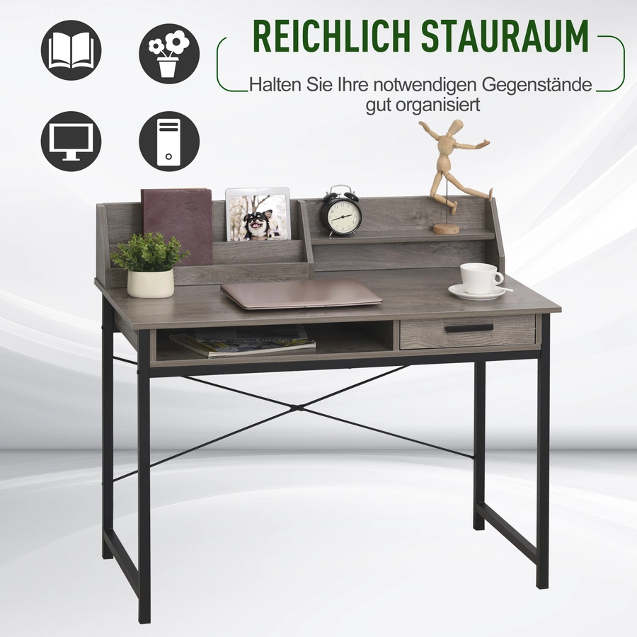 HOMCOM Schreibtisch im Industriestil grau, schwarz