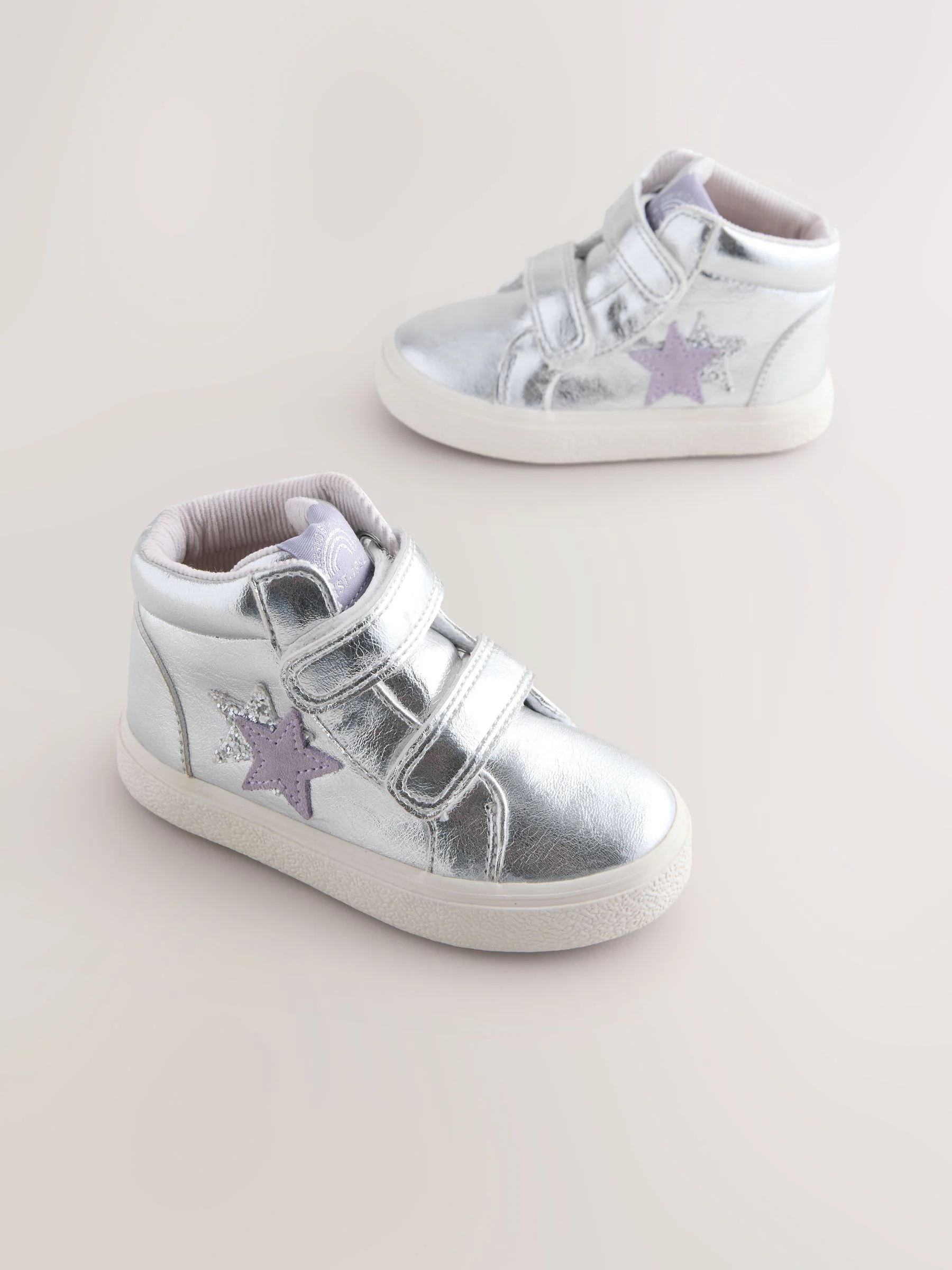Zilver - Hoge sneakers met klittenbandsluiting