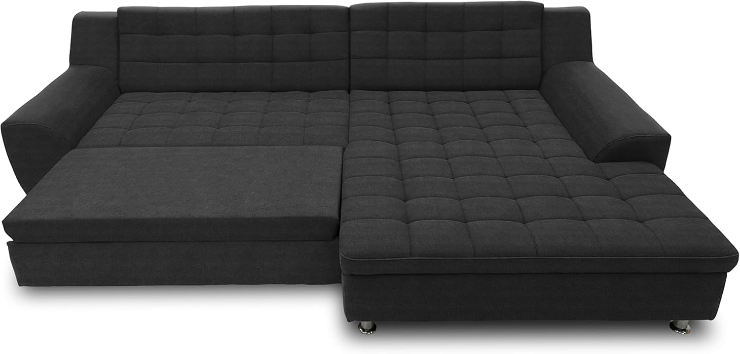DOMO. collection Ecksofa Merida, Sofa mit Schlaffunktion in L-Form, Eckcouch mit Bettkasten, Schlafsofa 304 x 200 x 84 cm (BxTxH), dunkelgrau