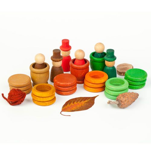 Grapat houten nins® poppetjes met ringen en schijfjes - herfst 16-163