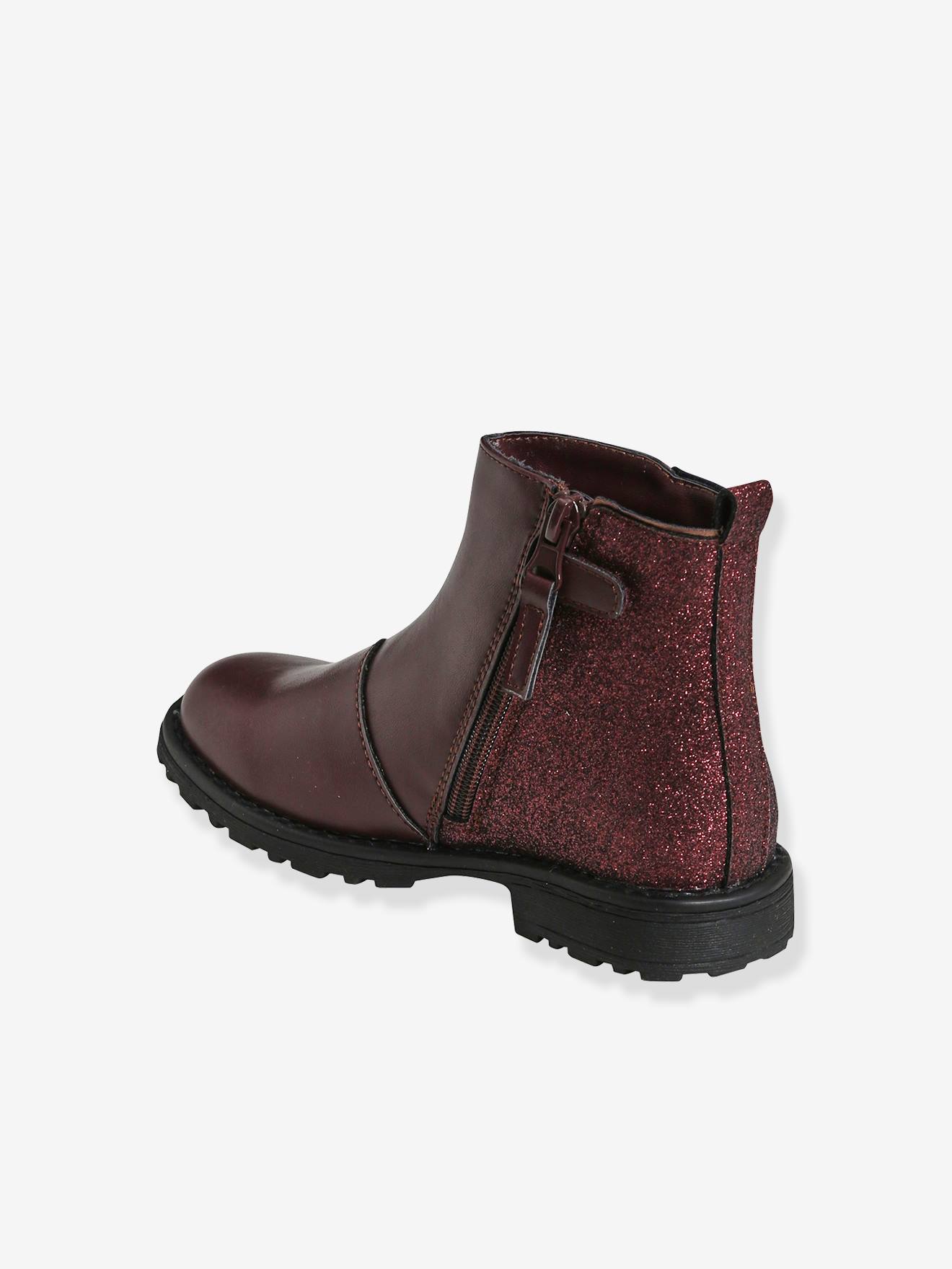 Botas de cano curto com glitter, azul escuro liso, para meninas.