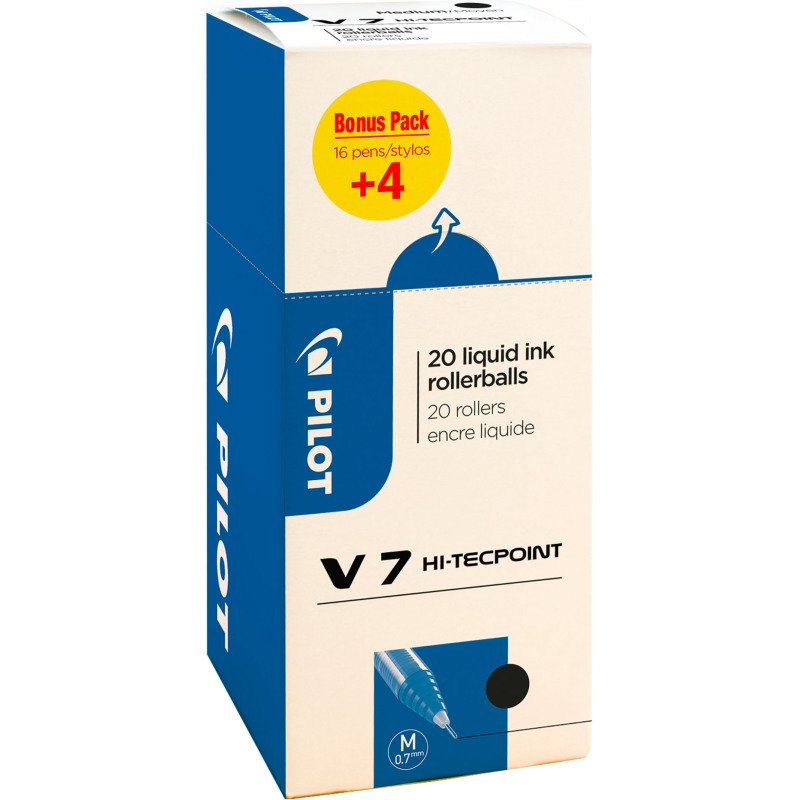 Pack de 16 stylos Pilot Hi-Tecpoint V7 + 4 offerts